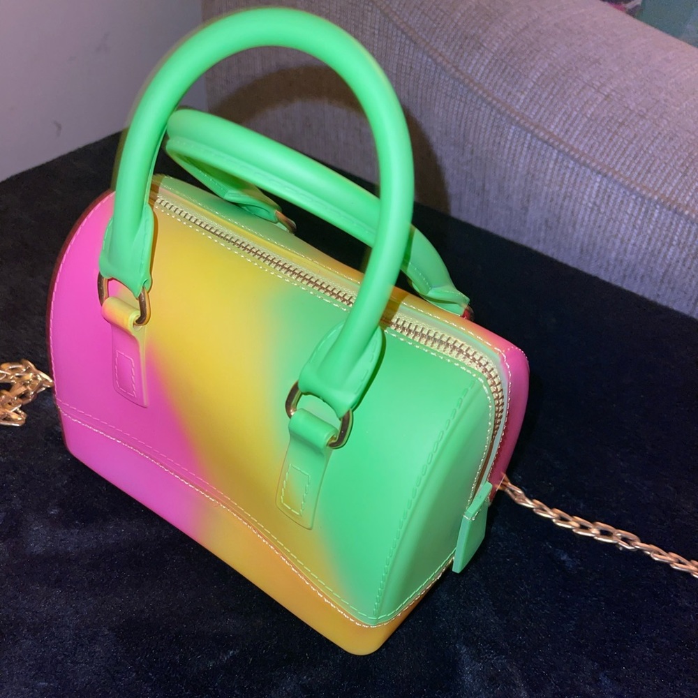 Multi color jelly satchel bag